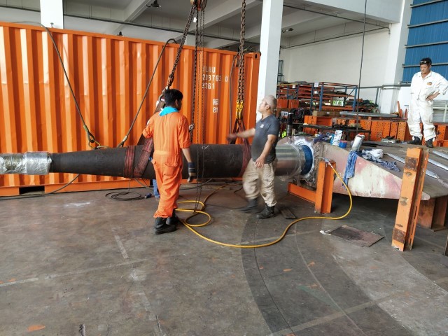Rudder stock blade repaired 4